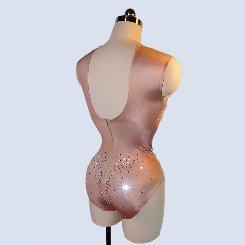 بريق حجر الراين عارية داخلية عارية الذراعين النساء حفلة عيد ميلاد سحب كوينز الزي أداء نادي المرحلة Gogo ملابس رقص #3