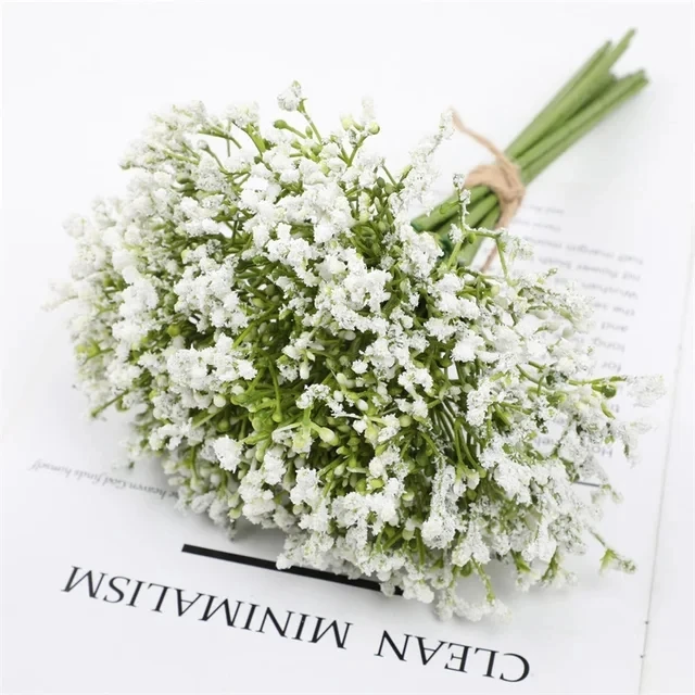 12pcs Artificial Flowers White Gypsophila Wedding Bridal Bouquet Baby Breath Fake Flower Home For Vase Table Decoration Floral