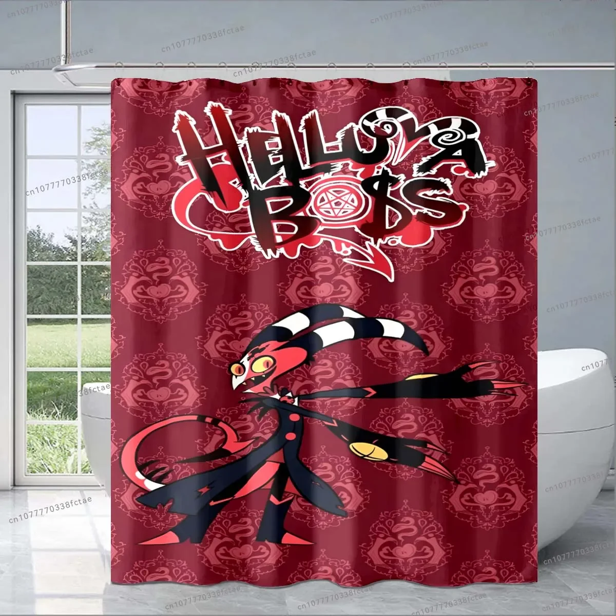 Штора для душа Helluva Boss, комедия, принт фильма, занавеска для душа с мультяшным красным рисунком, модное украшение для ванной комнаты для взрослых и детей
