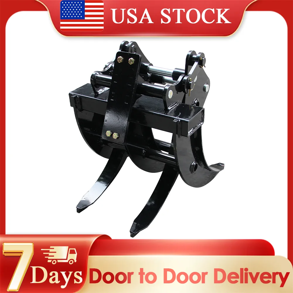 

New 1-ton small excavator metal grab bucket accessory manganese steel, used for farm gardens and courtyards, in stock in the US