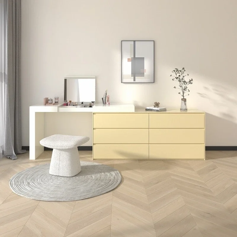 Factory Direct Compatible with Modern Dresser Chest Integrated Bedroom Simple Retractable Corner Flip Mirror Desk