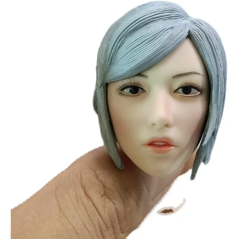 1/6 Beautiful Lady Head Sculpt with Updo Gray Hair Female Head Sculpture Model SET044 for 12in Pale Skin Body PH DOLL Action