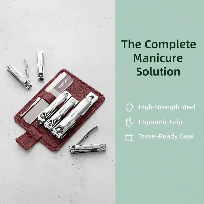 Manicure Set 4/5 Pcs Rust-proof Carbon Steel Sharp Nail Care Tools with PU Leather Case for Daily Travel Grooming