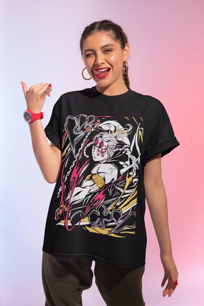 Women's T-shirt Uzui Tengen Demon Slayer Manga Anime T-shirt Soft T-shirt Anime Print Harajuku Vintage Women Clothing Harajuku
