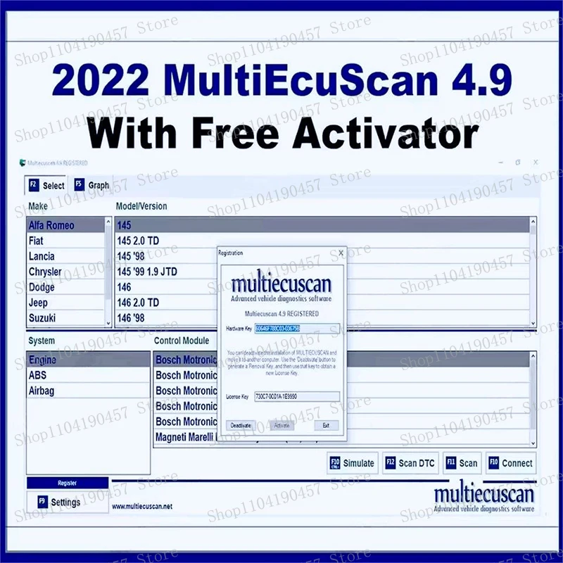 

2025 Multiecuscan V4.9 for Fiat Chrysler Dodge Jeep & Suzuki Scanner Software 4.9 Works with ELM327 / OBD II Diagnostic Tool