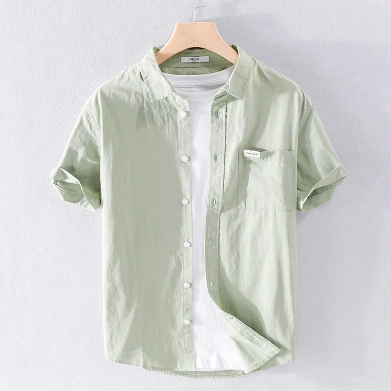 New Arrival Short Sleeve Solid Casual Cotton Shirt Men Brand Trend Comfortable Top Clothes Chemise Homme Camisa Drop Shipping