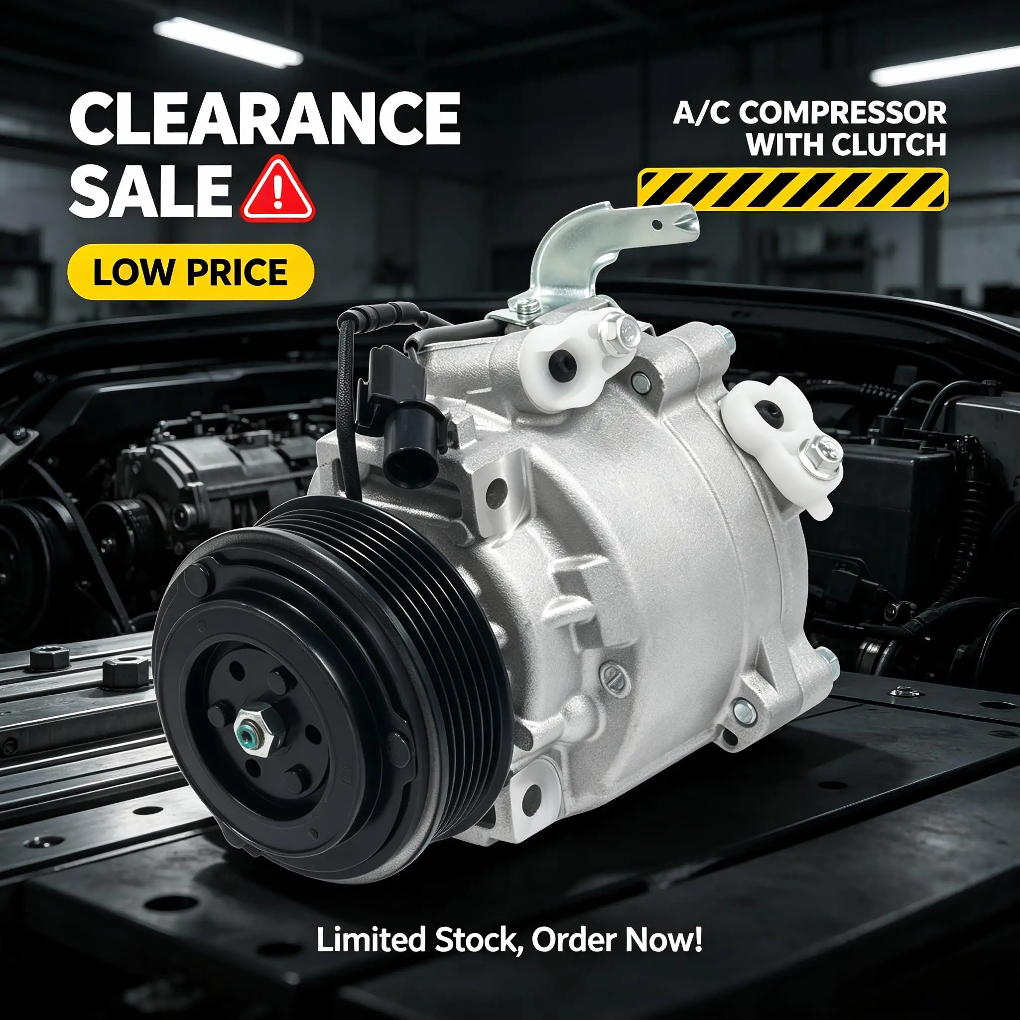 Automotive Air Conditioning Compressor W/ Clutch, Sandblasting & Spray Painting, PAG46 Oil Direct Replacement AC Pump for Mitsubishi Lancer Outlander
