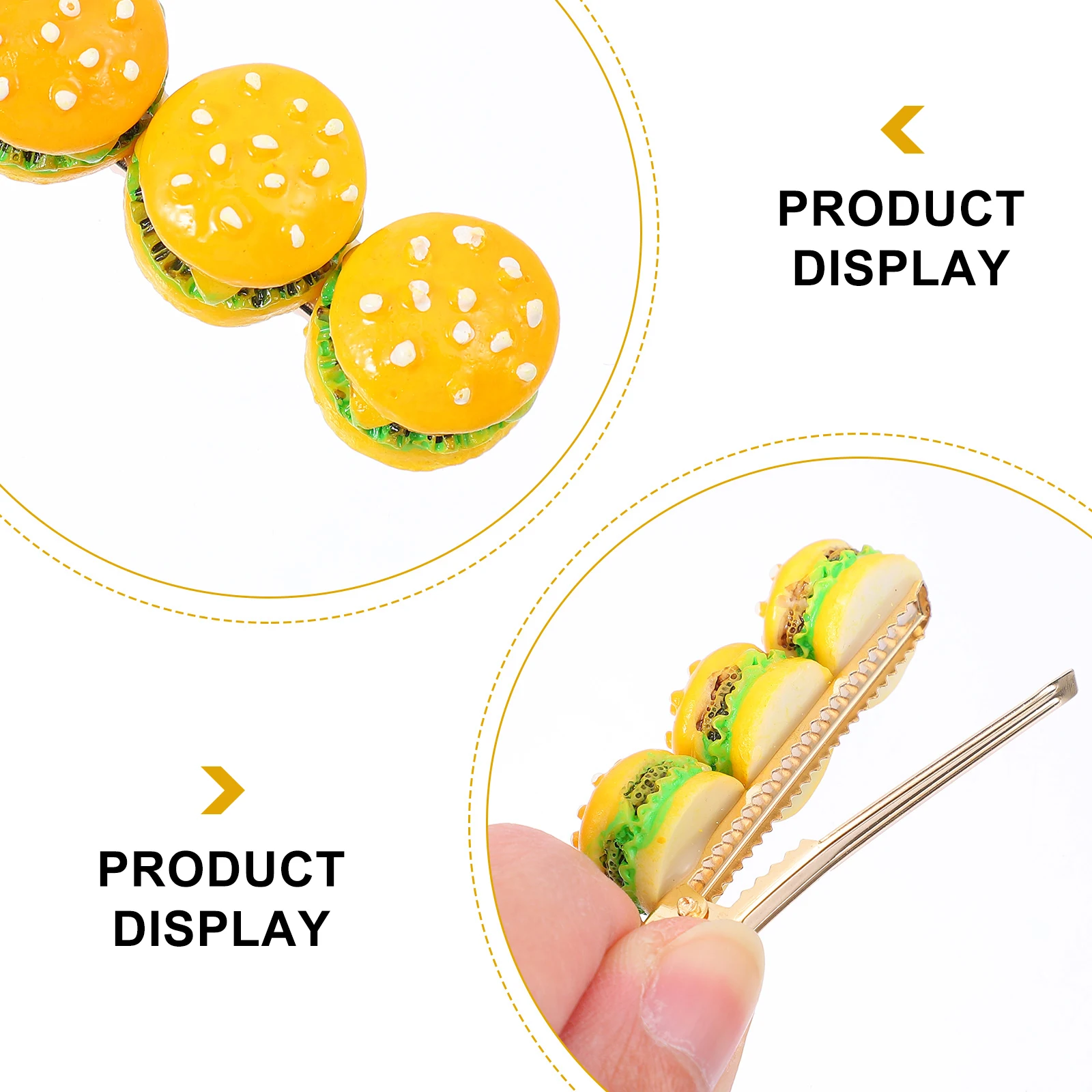 

3pcs Burger Hair Clips Resin Iron Alloy Non Slip Metal Hairpins for Shaped Hairpins Wedding Daily Wear Banquet