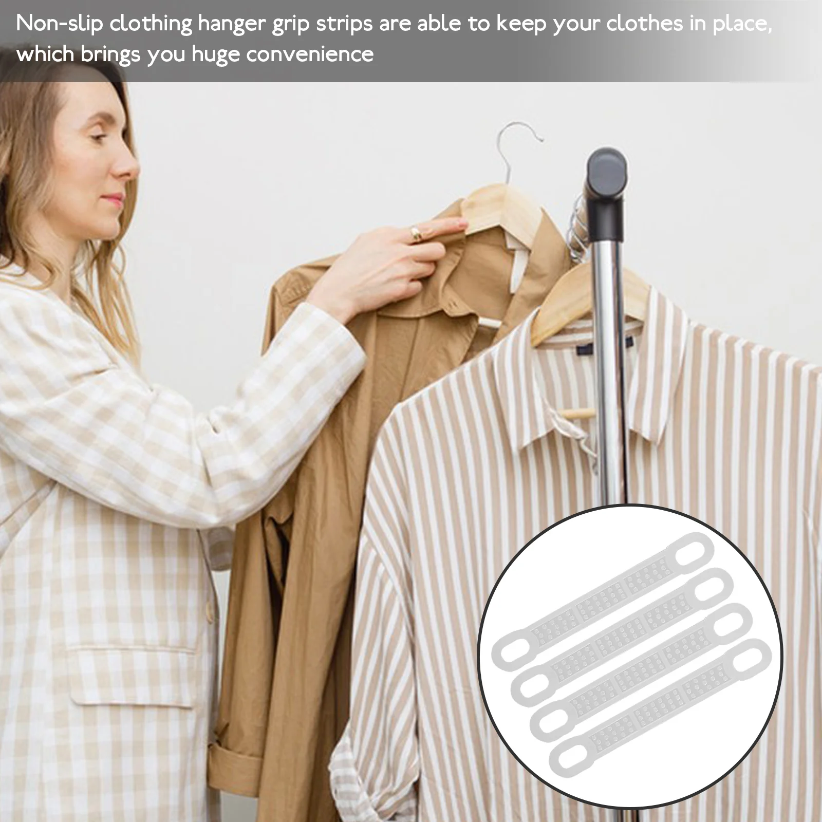

100Pcs Non-Slip Coat Hanger Strips Effective Anti-Slip Design for Smooth Plastic Or Wood Hangers Compact Lightweight