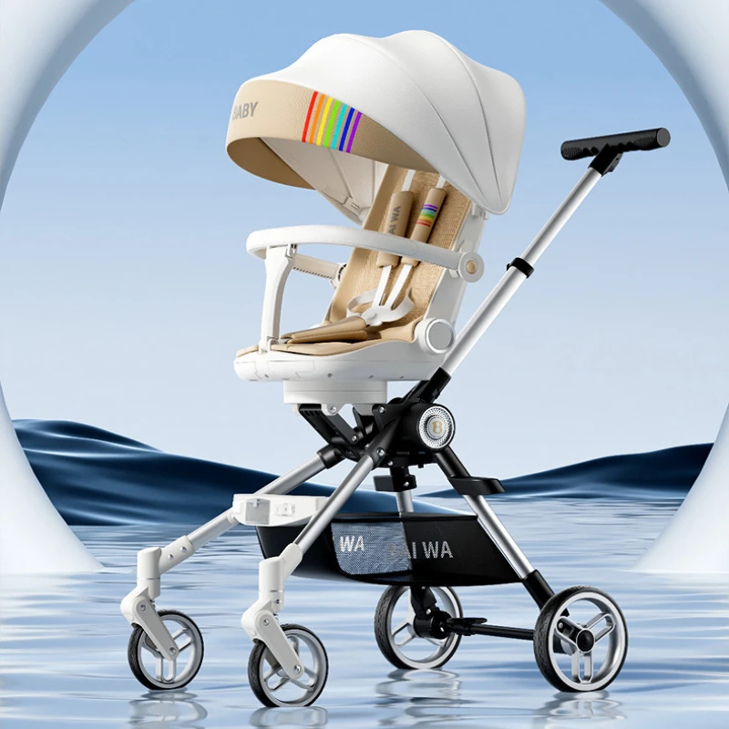 EG50 360 Degree Rotating Baby Stroller, Foldable Reclining Pushchair, Lightweight High View Pram, Travel Baby Carriage