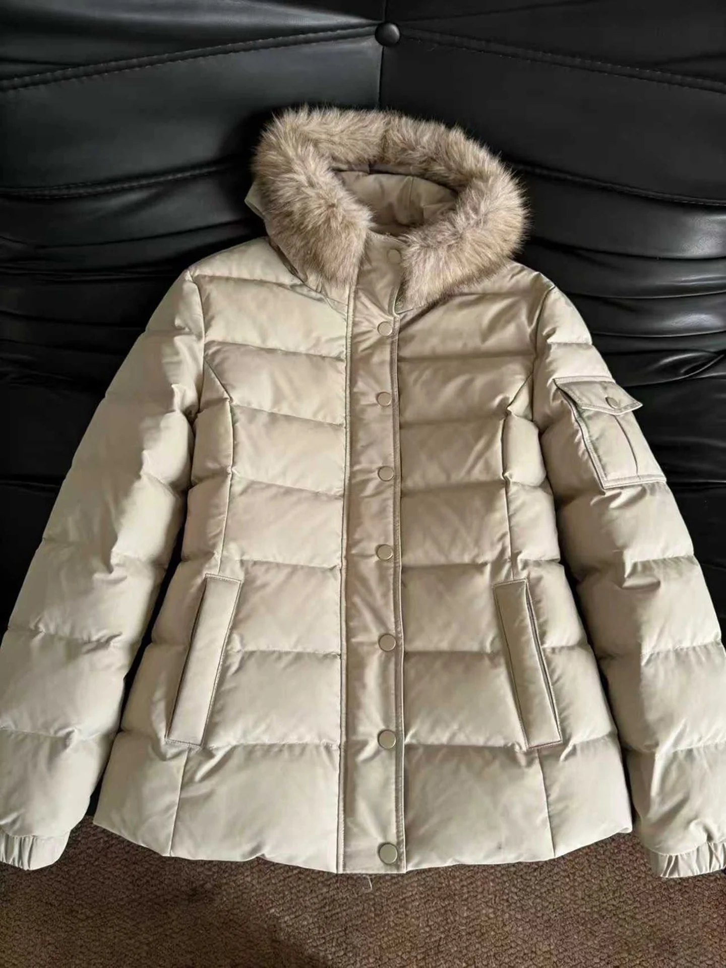 

Korean Sle Slim Fit Women's Winter Jaet Du down Cotton Coat Coffee Milk Bone Color Faionable And Sli Outerwear