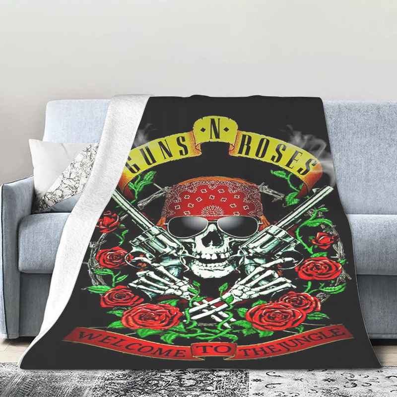 

Bed Blanket Sofa Winter King Size D-Guns N' Roses Warm Knee Fleece Custom Decorative Nap Fluffy Soft Blankets Microfiber Bedding