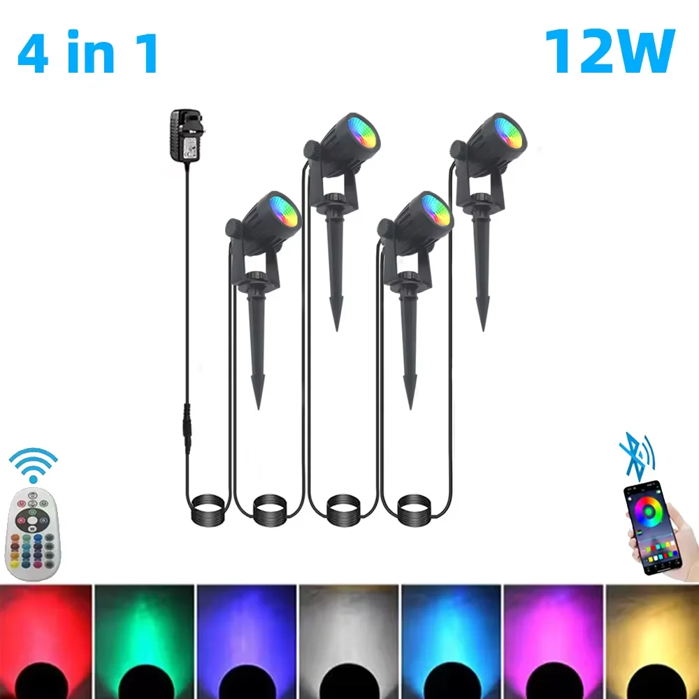 Outdoor Smart Landscape Spotlight APP en afstandsbediening 16 miljoen kleuren IP65 waterdicht voor pad binnenplaats tuinen achtertuin
