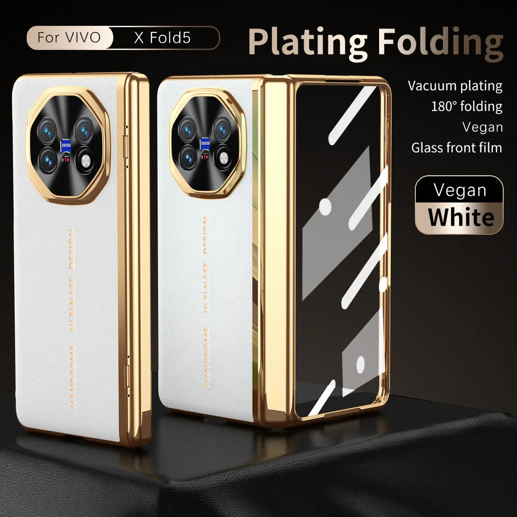 

Роскошный кожаный чехол с гальваническим покрытием для Vivo X Fold5 Fold 5 Fold3 Pro Fold 3Pro 5G, противоударный жесткий чехол с магнитной складной петлей