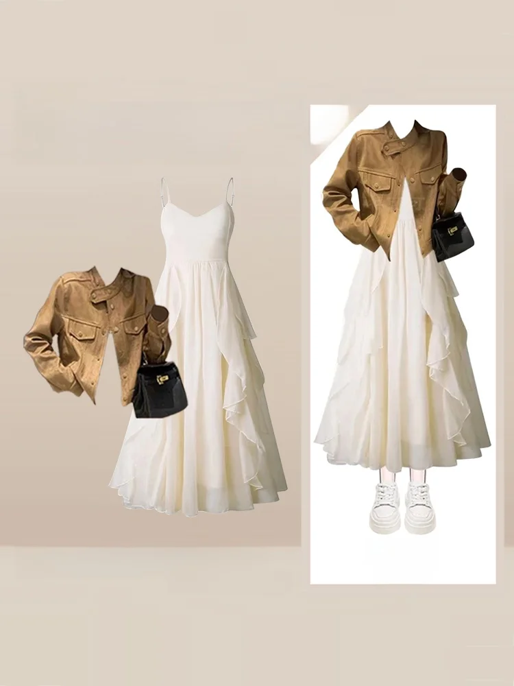 

Женский комплект из куртки и юбки Sweet ort с кружевным дизайном, зимний комплект из двух предметов, юбка-миди с высокой талией в комплекте