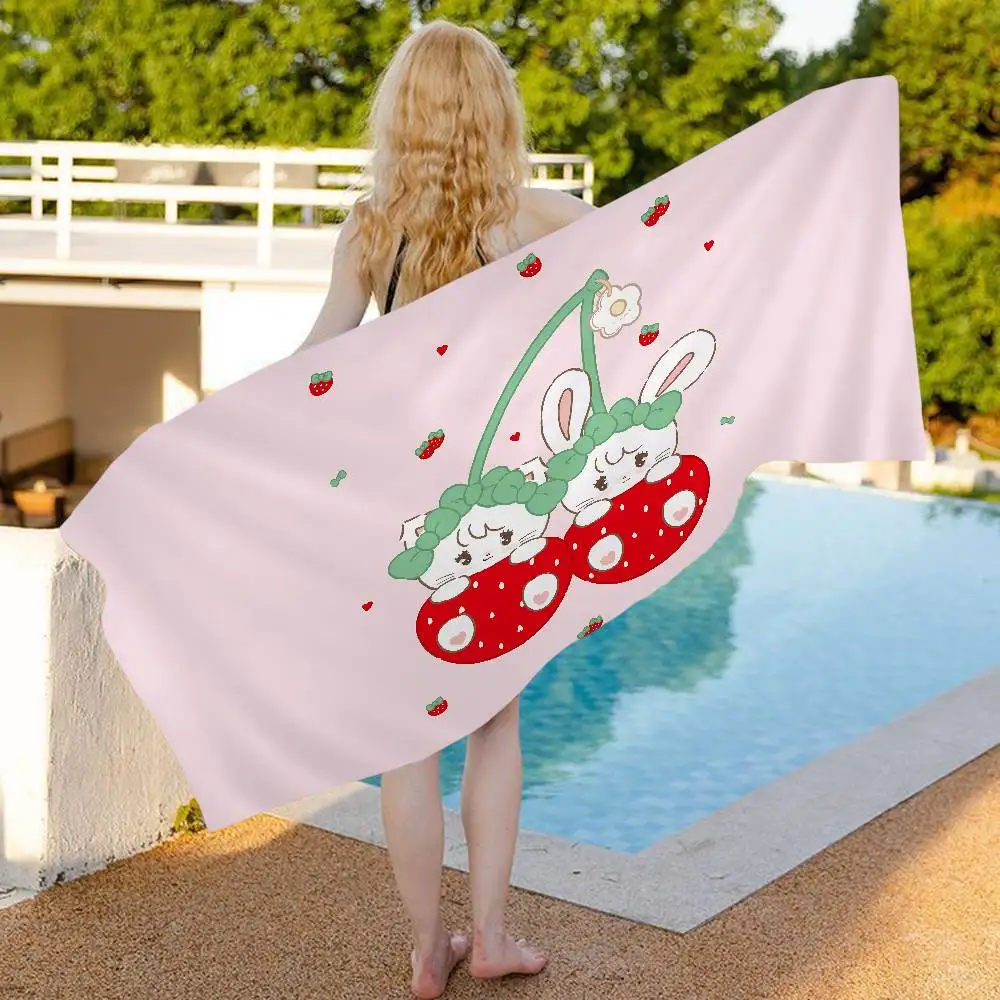 Cute M-Mikko I-Illustrations Beach Towel Colorful Bath Towels for Girl Microfiber Quick Dry Custom Sand Free Beach Spa Gym Pool