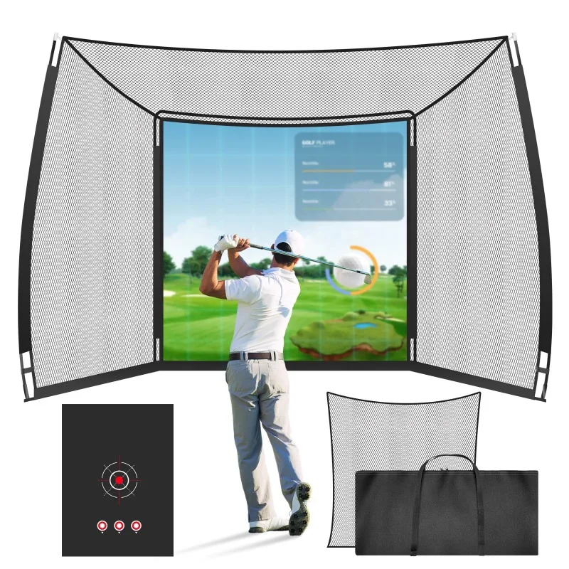 10 X 8 FT HD Impact Screen Outdoor/Indoor/Garage Backyard Practice Hitting Swing Training Aids Target Cloth Golf Net Simulator