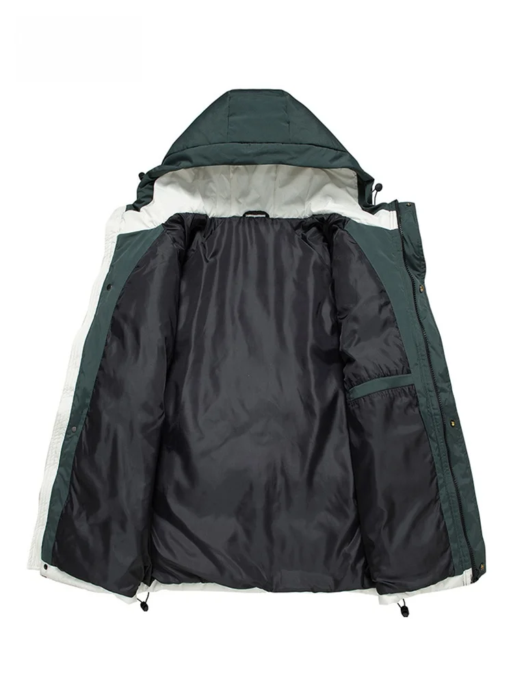 سترة شتوية للرجال من القطن بغطاء للرأس كاجوال دافئة للشباب قابلة للإغلاق وسحاب طويل من ألياف البوليستر الداخلية...