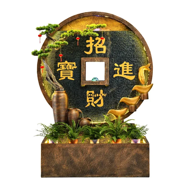 09Water curtain wall, rockery, waterfall, flowing fountain, office, living room decoration landscape, Zhaocai ornament company
