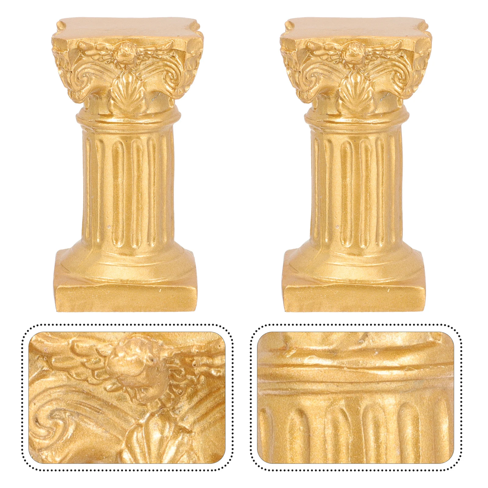 

2Pcs Decorative Holders Vintage Style Resin Roman Column Statues Desktop Decor Fairycore Room Decor Photo Props