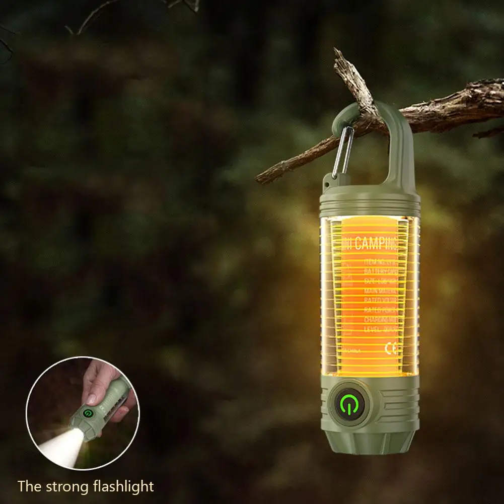 Dual Source Strong LED Lamp Flashlight Waterproof Outdoor Camping Work Light Bright Torch With Hook