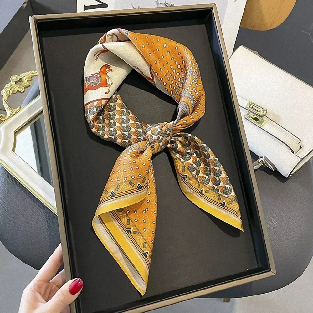 Trendy Spring/Summer Pink Flower 70*70cm Square Scarf for Women Fashion Decoration Bandana Soft Printed Holiday Headband Shawl