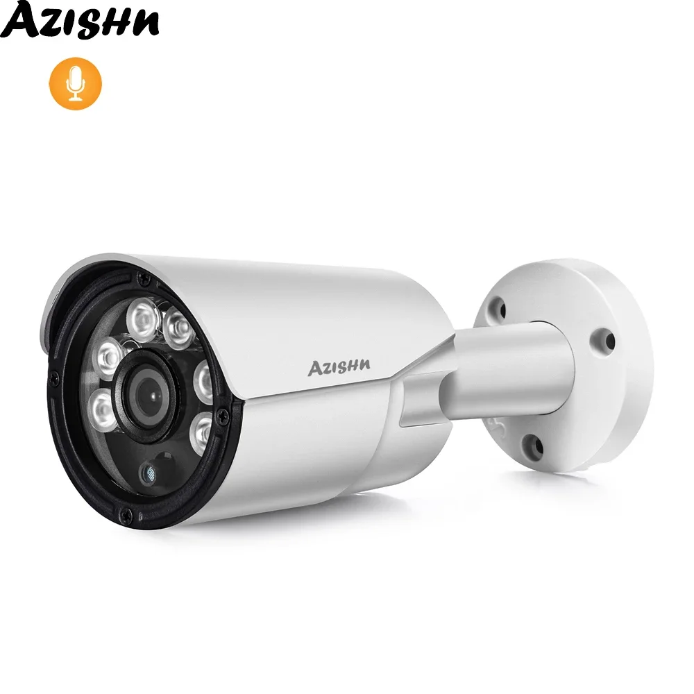 AZISHN 5MP 2592X1944P 4MP POE IP камера H.265 аудио запись наружная камера ночного видения CCTV видеонаблюдения безопасности
