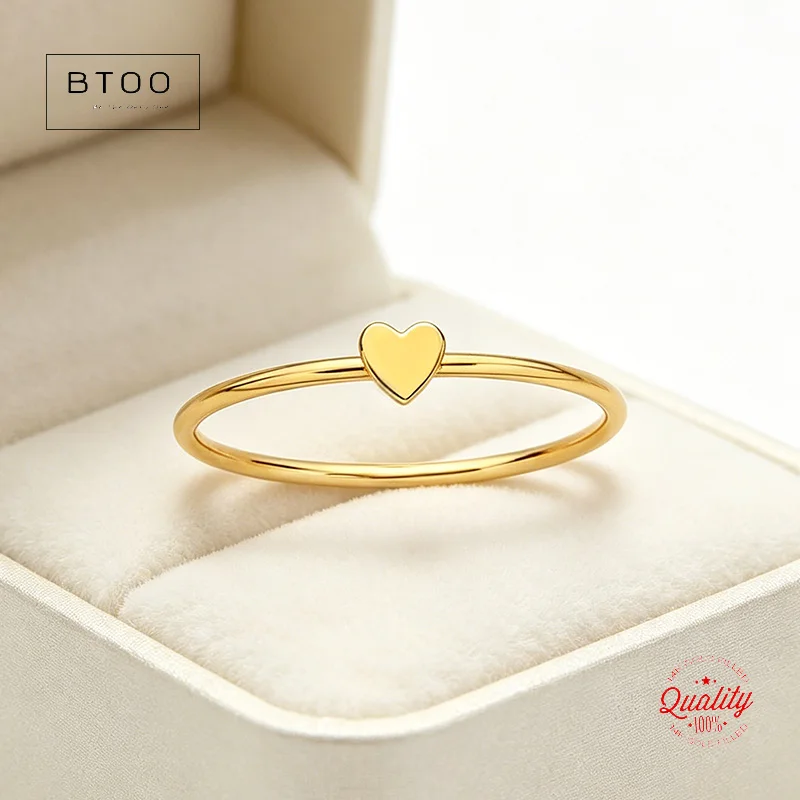 14K Gold Filled Heart Shaped Stacking Ring 3.5mm Boho Minimalist Knuckle Ring for Women Gold Accessories Jewelry view 2