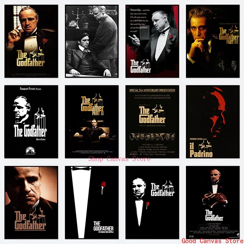 The Godfather Classic Movie Poster - Gangster Canvas Art HD Print for Living Room Decor