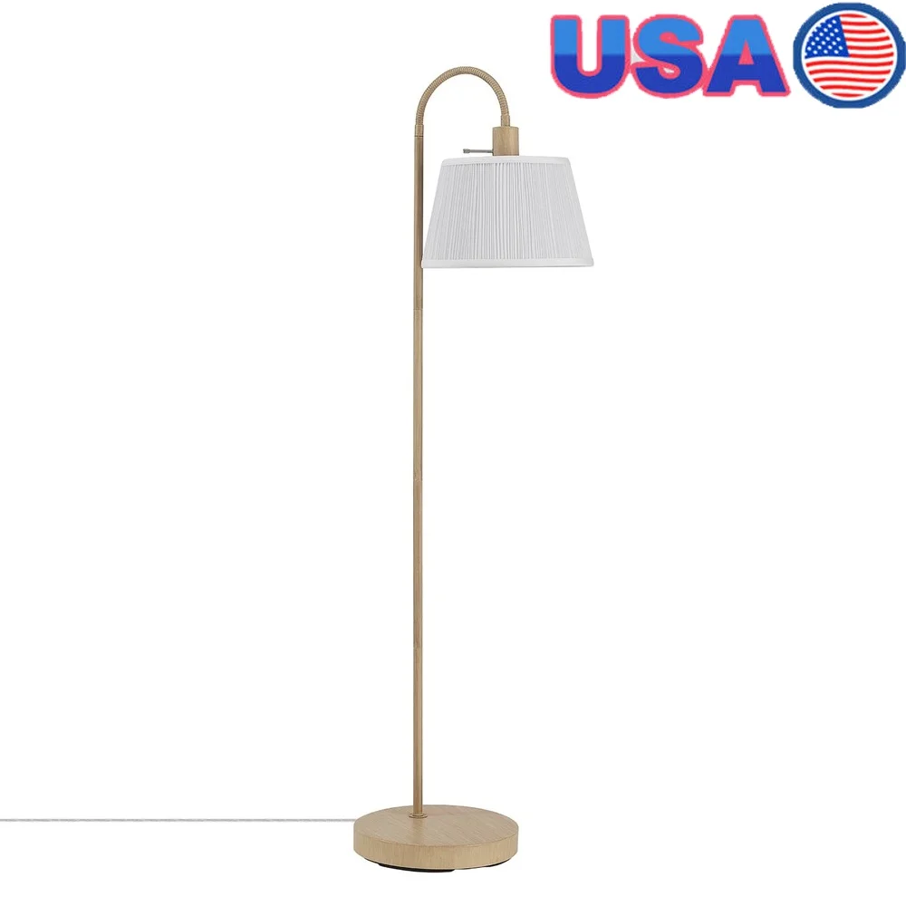 

Adjustable Faux Wood Floor Lamp with White Fabric Shade 68 Inch Living Room Bedroom Home Office Easy Assembly