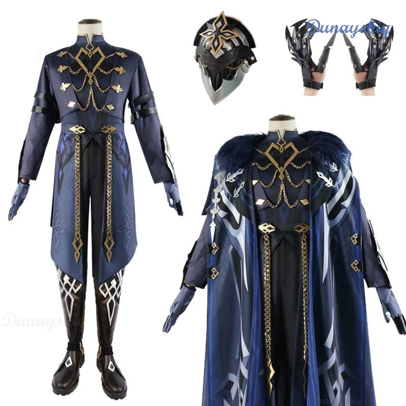 Fatui The Captain Cosplay Costume Il Capitano Wig Outfit Genshin Impact Boots Anime Mask Style Halloween Party Roleplay Suit