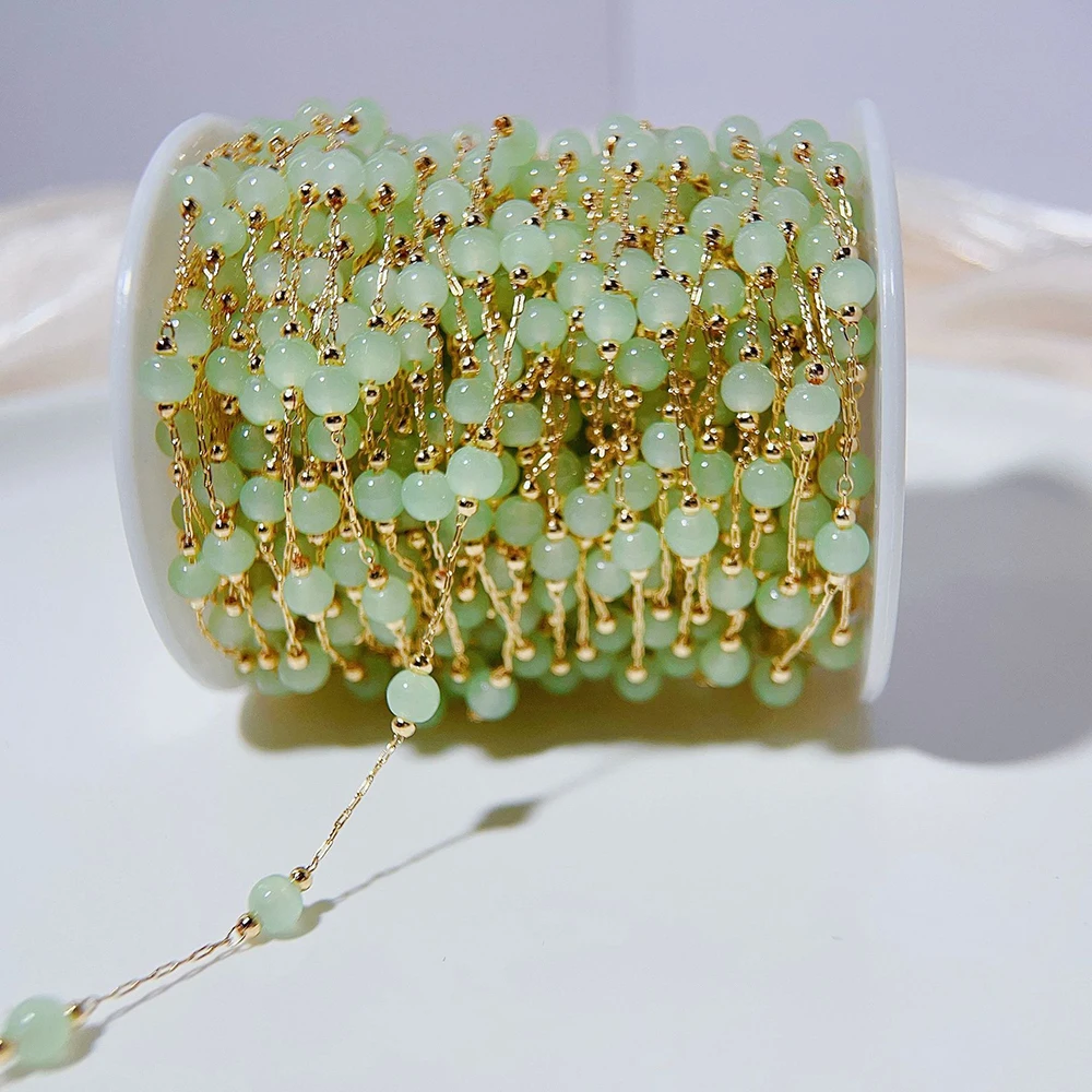 1meter Opal Stone Bead Copper Chains for DIY Jewelry Making