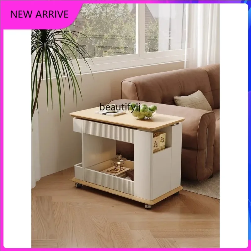 A4567 Movable folding sofa tea side table living room trolley lifting multi-functional household storage creative table