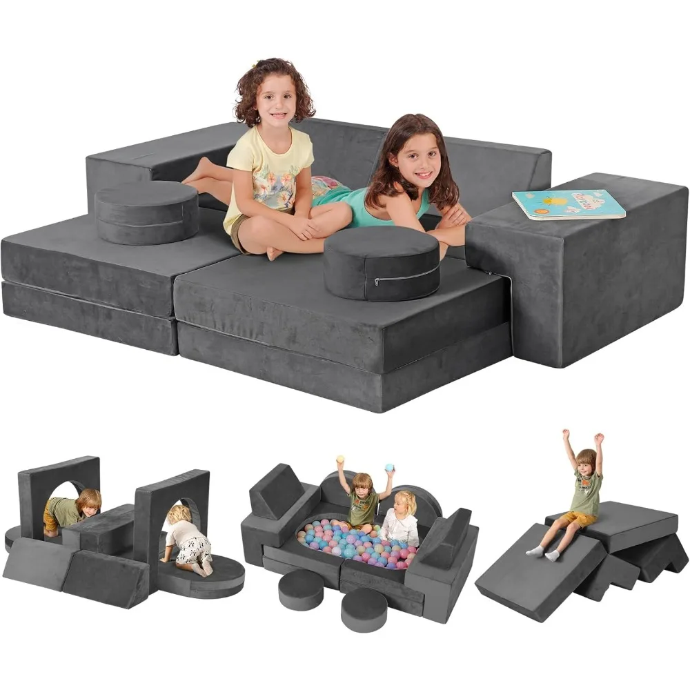 

Modular Kids Play Couch, K12 320+DIY Convertible Foam Couch for Boys & Girls, Versatile Foam Fort Building Set, Child Sectional