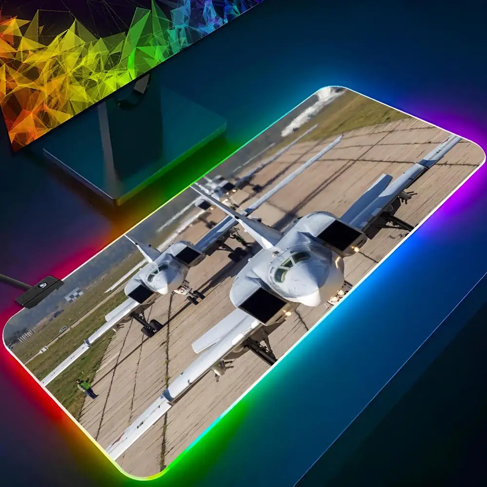 Tupolev Tu-22M3   Mouse Pad RGB Pc Gamer Keyboard LED Glowing  Rubber Gaming Computer Mause pads Cute Cartoon Gaming Computer cs