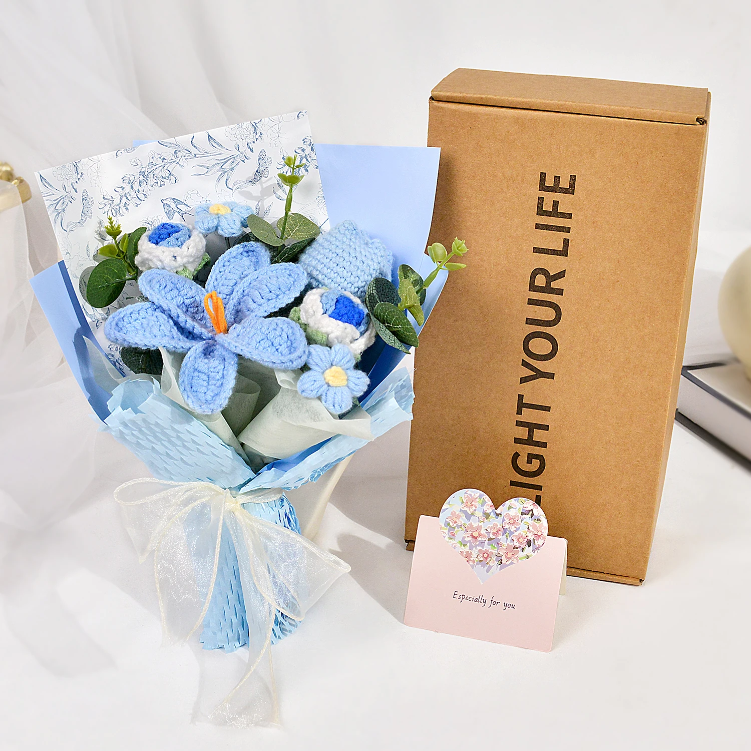 باقة توليب كروشيه مصنوعة يدويًا، باقة زهور كروشيه لعيد الأم وعيد الميلاد وعيد الشكر وهدية التخرج وديكور المنزل #4