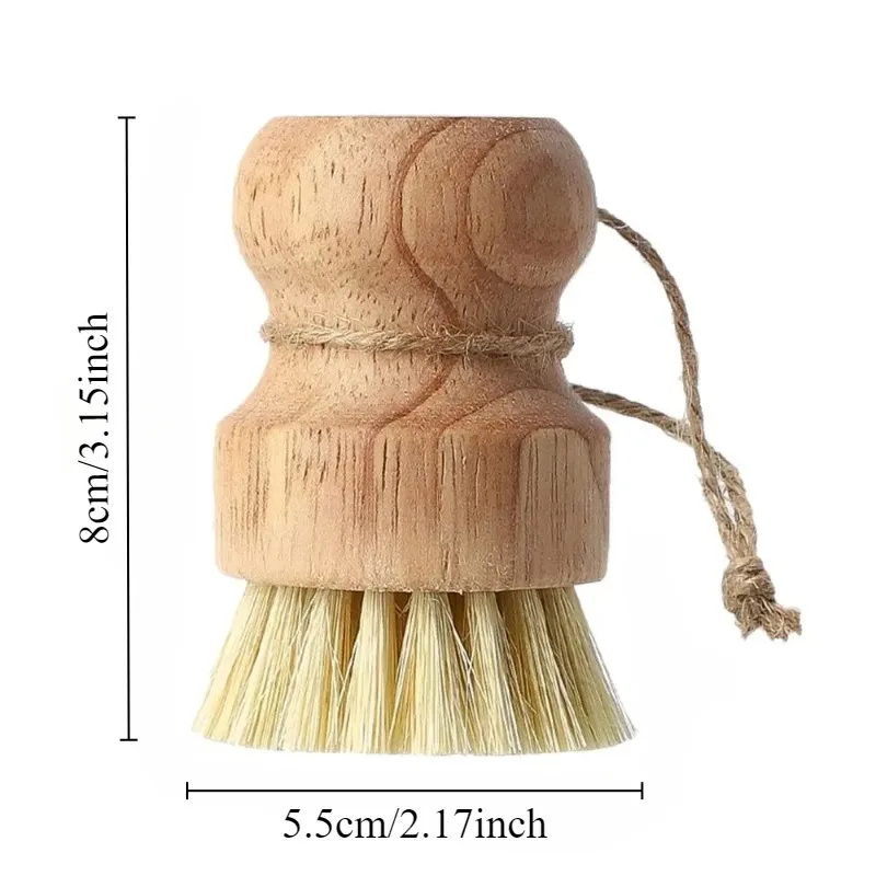 1PC Natural Sisal and Coconut Palm Cleaning Brush Convenient Lanyard Dishwashing Brush Kitchen Dishwashing Cleaning Brush