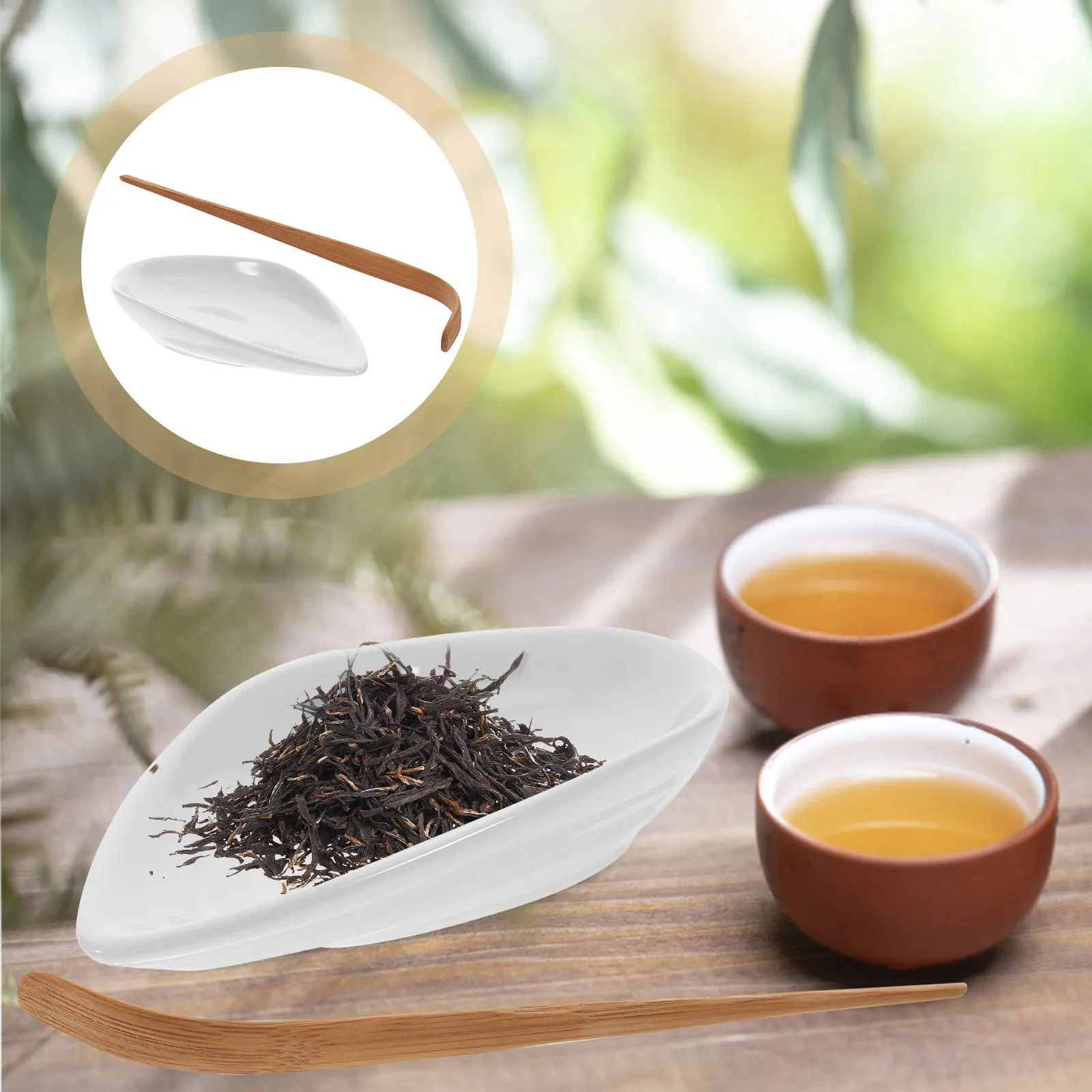 

1Set Tea Scoop Ceramic Lightweight Loose Tea Leaf Holder Smooth Edge Practical for Home Office Brewing