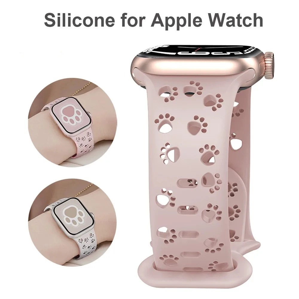 Silicone Strap for Apple Watch Band 44mm 40mm 49mm 41mm 45mm 38mm Hollow-Out Correa Bracelets iWatch Series 10 9 8 7 SE Ultra 2