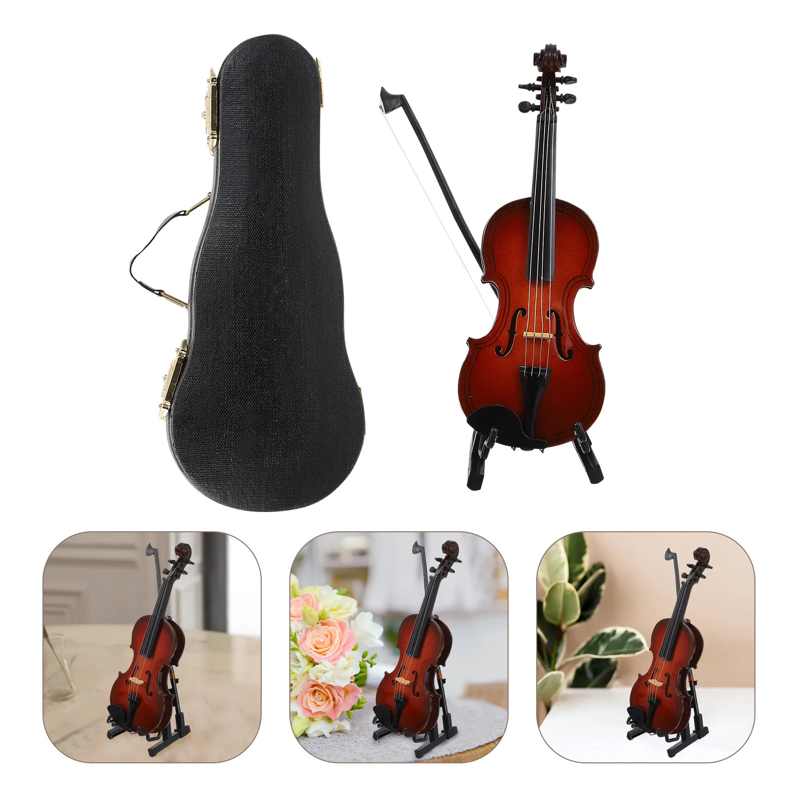 

Набор из 1 миниатюрной декоративной скрипки: реалистичная, детально проработанная, для демонстрации на рабочем столе, витрине, в музыкальной тематике, для дома и офиса