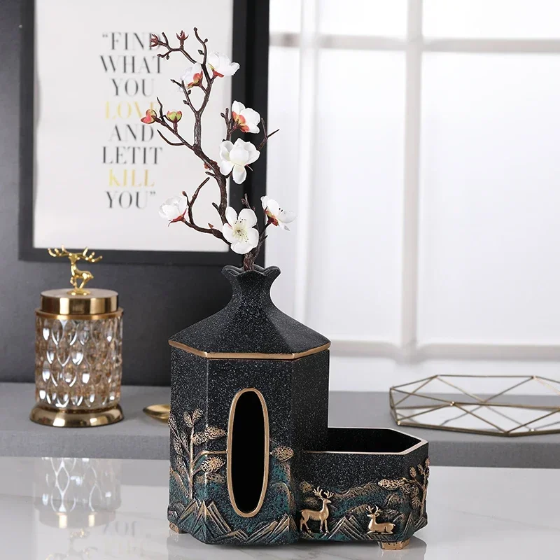 New Chinese light luxury tissue box living room desktop ornament