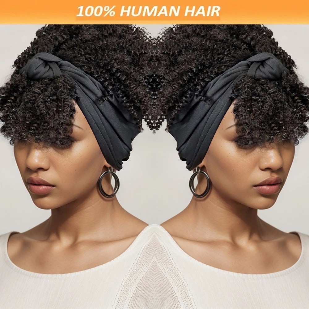 

6inch Afro Kinky Curly Headband Wig 100% Human Hair Full Machine High Quality Brazilian Virgin Hair For Women Soft and Silky