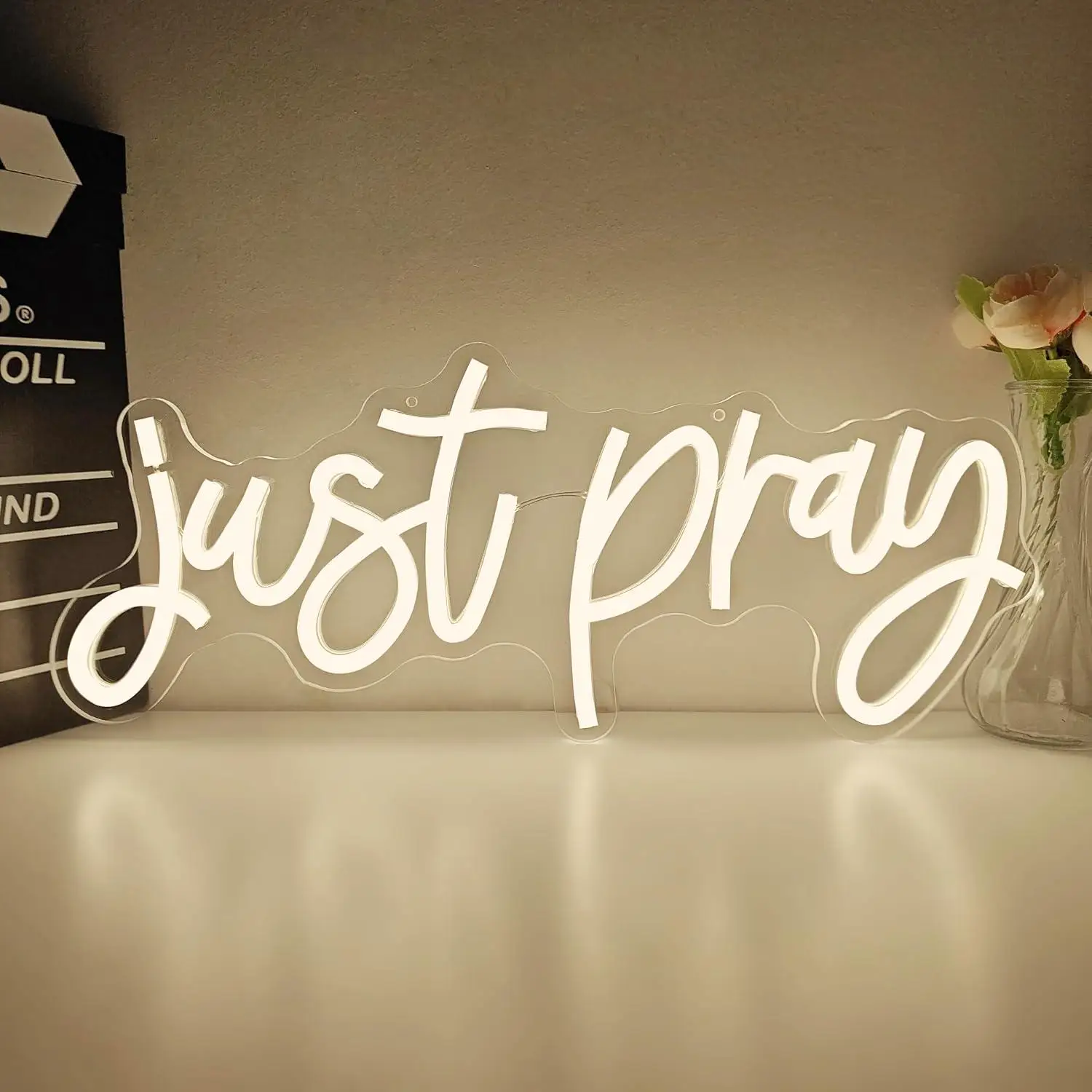 Just Pray Neon Sign USB Powered LED Light for Prayer Room Church Bedroom Wall Decor Christian Religious Gifts Wall Lights