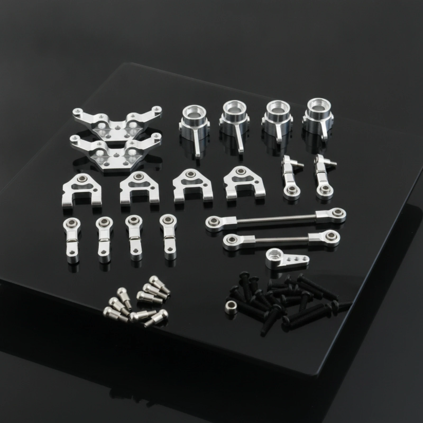 RC Upgrade Kit with Screws Metal Steering Rod Chassis Support System Kit Precision-Machined Linkage Anodized for Hobbyists