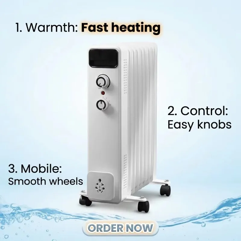 Airo Free Standing Oil Filled Radiator 2000W 9 Fins Overheat Protection Home Heater 5