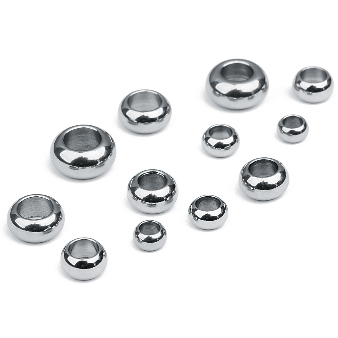 10-50pcs/lot Multi-style Stainless Steel Beads Square Round Big Hole Loose Spacer Bead for Jewelry Making Diy Bracelet Necklace