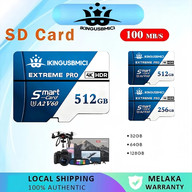 SD Cards Micro SD Card TF Cards Memory Card 32GB 128GB 256GB 512GB Ultimate C10 U3 Waterproof 4K for Drone Tablet Phone