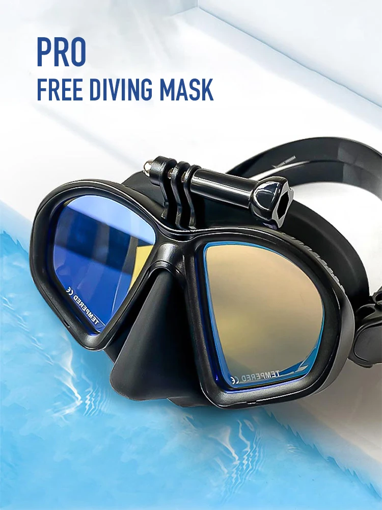 

Free Diving Snorkeling Mask Set with Snorkels Low Volume with Camera Stand for Mermaid Silicone Tempered Glass UV Protection