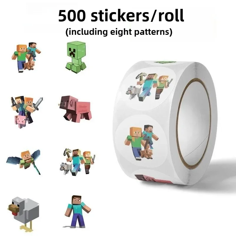 500 قطعة MineCraft ملصقات ختم التسمية الإبداعية الزخرفية DIY بها بنفسك مذكرات سجل القصاصات التعبئة ملصق لفة الاطفال لعبة الشارات لعبة مكافأة