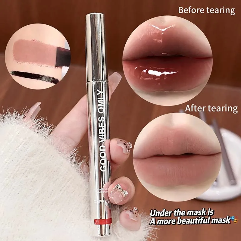Plumping Peel Off Lip Tint Long Lasting Waterproof Lip Gloss Fuller Lips Contour Lipliner Matte Brown Lip Stain Makeup for Women